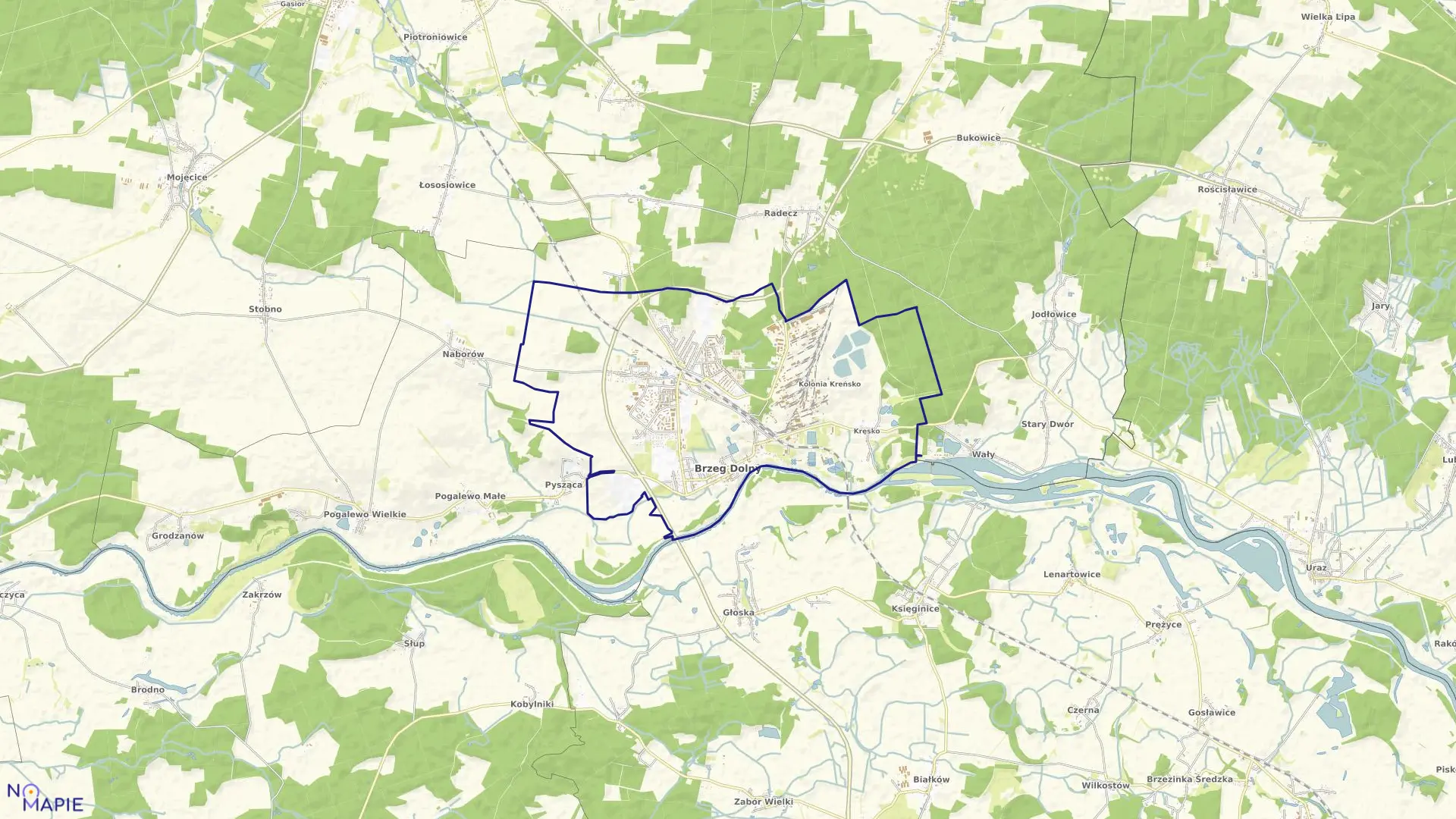 Mapa obrębu Brzeg Dolny w gminie Brzeg Dolny