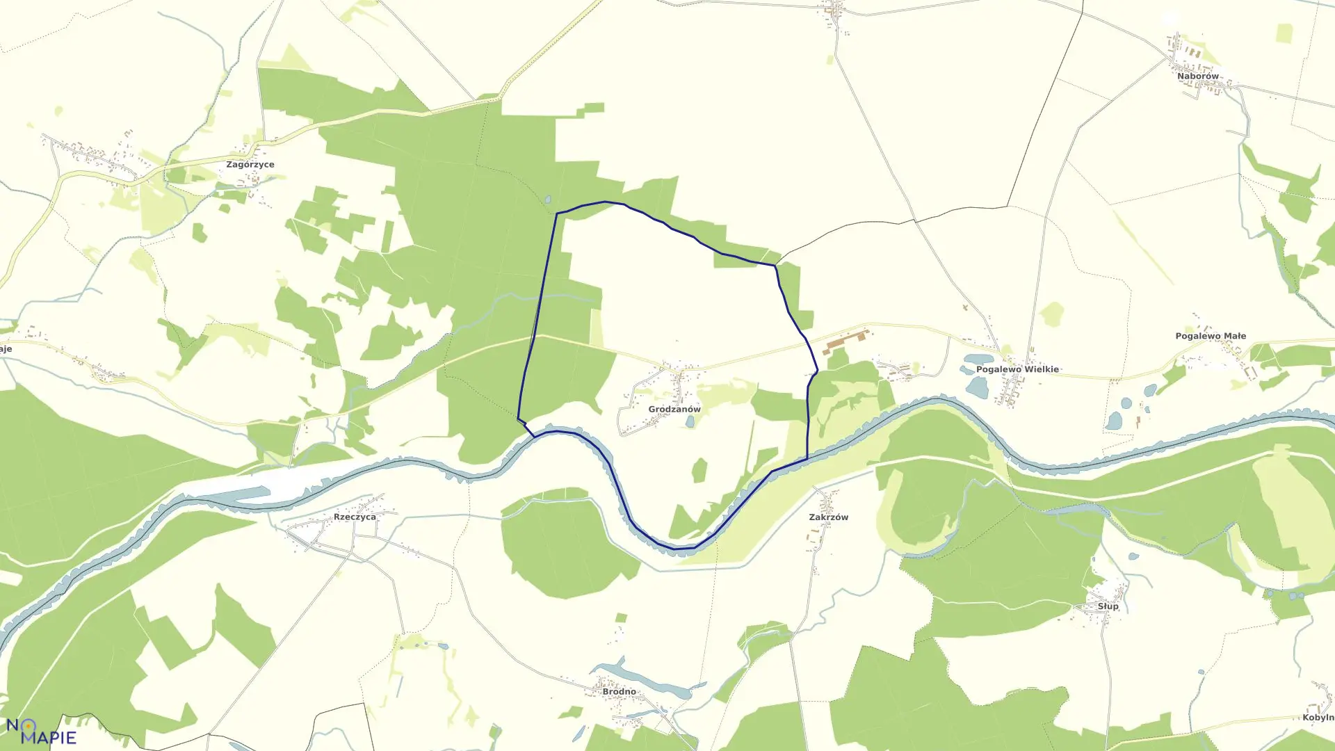 Mapa obrębu Grodzanów w gminie Brzeg Dolny