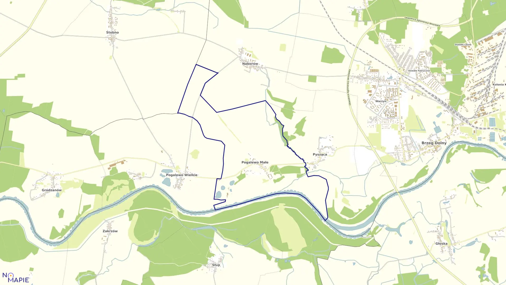 Mapa obrębu Pogalewo Małe w gminie Brzeg Dolny